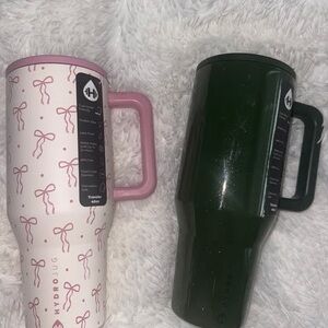 HydroJug Bow Pattern Pink and Solid Dark Green Bottles